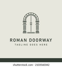 Roman Doorway Ancient Building Interior Architecture Logo Design Vector