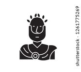 Roman emperor black vector concept icon. Roman emperor flat illustration, sign