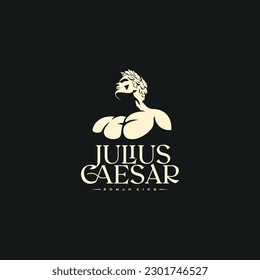 Roman emperor Julius Caesar isolated on black background