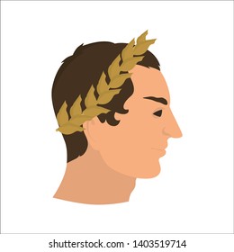 Roman emperor profile color vector icon. Flat design