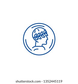 Roman emperor profile line icon concept. Roman emperor profile flat  vector symbol, sign, outline illustration.