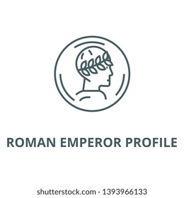 Roman emperor profile vector line icon, linear concept, outline sign, symbol