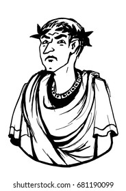 Roman emperor vector illustration people contours caesar man hand drawing