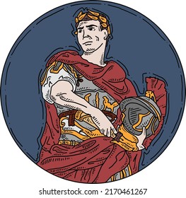 Roman emperor whit armor vector illustration  retro desing