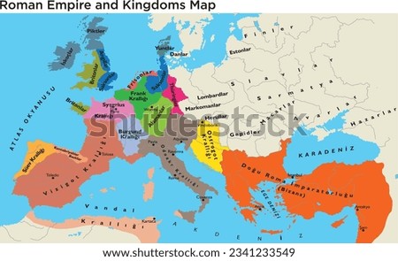 Roman Empire and kingdom map Stock foto © 