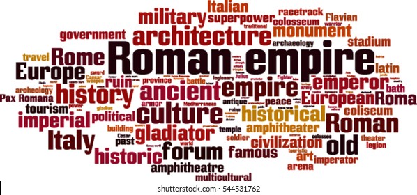 Roman empire word cloud concept. Vector illustration