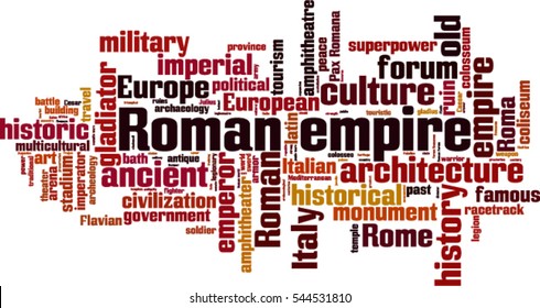 Roman empire word cloud concept. Vector illustration