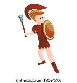 Roman fight gladiator icon. Cartoon of roman fight gladiator vector icon for web design isolated on white background