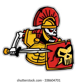 Roman general in skeleton form. Sport team mascot