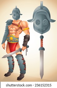 Roman Gladiator cartoon concept 1