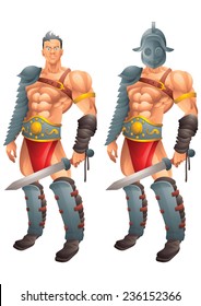 Roman Gladiator cartoon concept 1 isolated