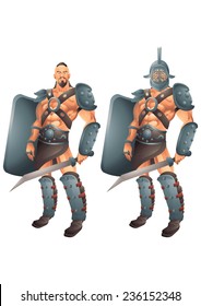 Roman Gladiator cartoon concept 2 isolated