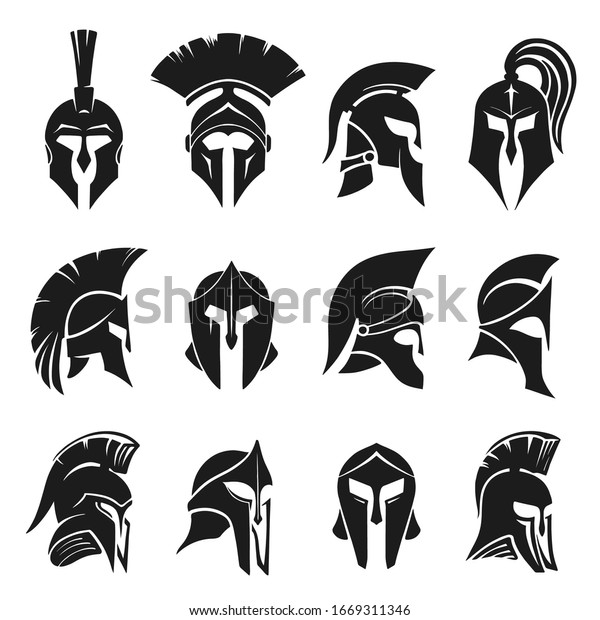 Roman Gladiator Helmet Set Collection Black Stock Vector (Royalty Free ...