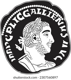 Römische Goldmünze Gallienus Vektordesign Silhouette