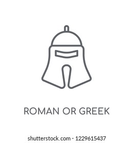 roman or greek Helmet linear icon. Modern outline roman or greek Helmet logo concept on white background from Museum collection. Suitable for use on web apps, mobile apps and print media.