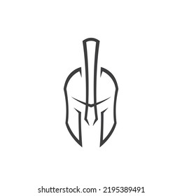 Roman or greek helmet, spartan helmet, head protection, warrior and soldier logo.