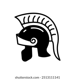 Roman Helmet Glyph Icon, Vector illustration