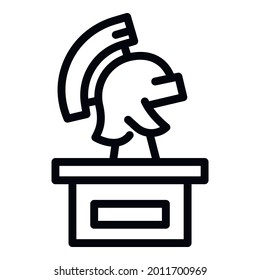 Roman helmet icon. Outline roman helmet vector icon for web design isolated on white background