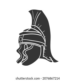 Roman Helmet Icon Silhouette Illustration. Ancient History Vector Graphic Pictogram Symbol Clip Art. Doodle Sketch Black Sign.