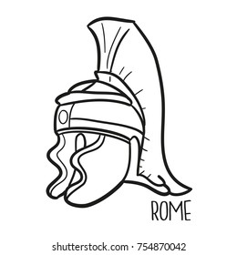 Roman Helmet Italy Italian Traditional Doodle Icons Sketch Hand Made Design Vector