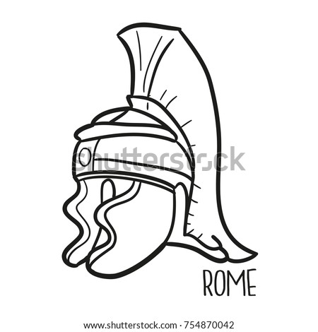 Roman Helmet Italy Italian Traditional Doodle Icons Sketch Hand Made Design Vector