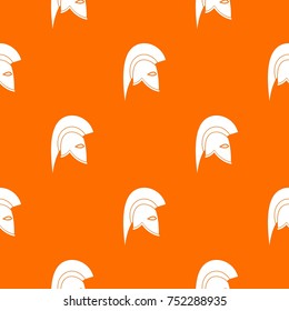 Roman helmet pattern repeat seamless in orange color for any design. Vector geometric illustration