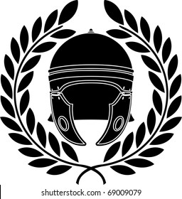 Roman Helmet. Stencil. Second Variant. Vector Illustration