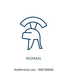 roman icon. Thin linear roman outline icon isolated on white background. Line vector roman sign, symbol for web and mobile