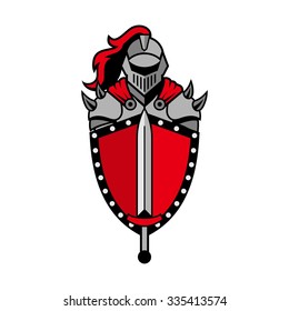 Roman Knight, gladiator with shield and armor, strong and protective, isolated vector