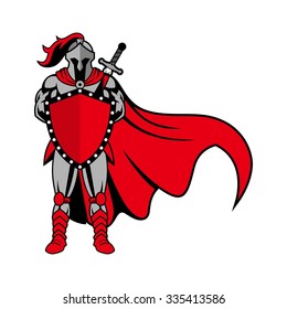 Roman Knight, gladiator with shield and armor, strong and protective, isolated vector