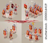 Roman Legion Ancient Rome 2x2 illustration isometric icons on isolated background