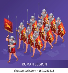 Roman Legion Ancient Rome illustration isometric icons on isolated background