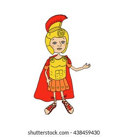 The roman legionary the gladiator in a helmet and an armor. A lovely illustration in animation style