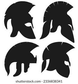 Roman Legionary Helmet set. Gladiator icon, heroic soldier. vector