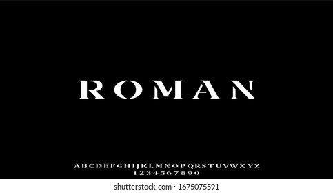 roman, luxury elegant font type alphabet vector set unisex font