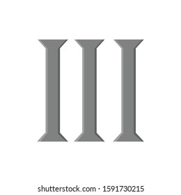 Roman Number 3 simple illustration clip art vector