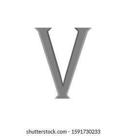 Roman Number 5 simple illustration clip art vector