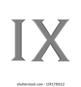 Roman Number 9 simple illustration clip art vector