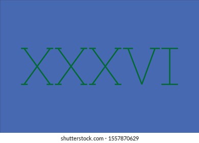 roman number 
thirty-six vector art