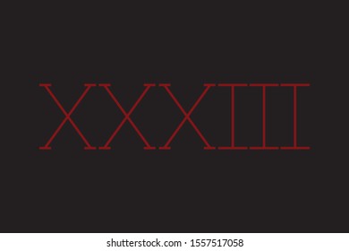 roman number 
thirty-three vector art