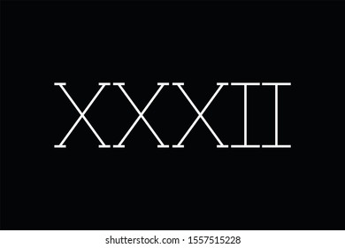 roman number 
thirty-two vector art
