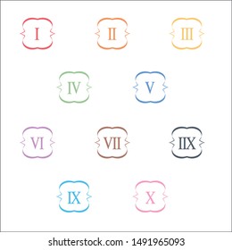 Roman Numbers. Info-graphic Numbers. Bullet points 1 to 10 Vector. Powerpoint Bulletpoint Numbers. Technology Vector Roman Numbers. colorful abstract bullet roman number shape. Bulletpoint