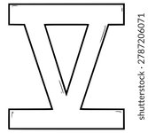 Roman numeral 5 hand drawn outline vector