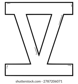 Roman numeral 5 hand drawn outline vector