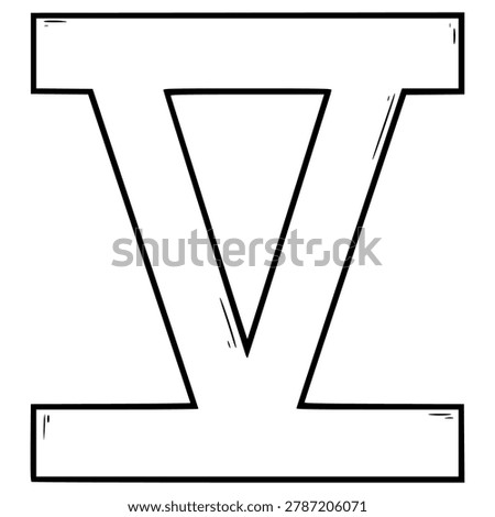 Roman numeral 5 hand drawn outline vector