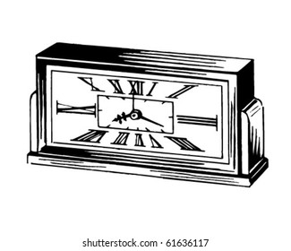 Roman Numeral Alarm Clock - Retro Clip Art