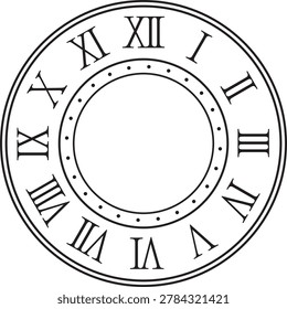 roman numeral clock circle elegant frame decorative border luxury monogram custom text vintage ornament line design interior wall art