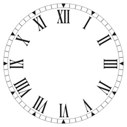  Roman Numeral Clock Face On White Background - Vector Illustration