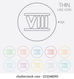Roman numeral eight sign icon. Roman number eight symbol. Thin line circle web icons with outline. Vector