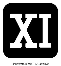 Roman numeral eleven button on white. Vector illustration.